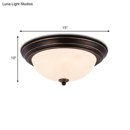 DecorBites™ DecorBites™ Milky Glass LED Flush Mount Ceiling Light Black for Study, 13"/15" W