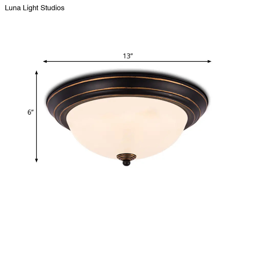 DecorBites™ DecorBites™ Milky Glass LED Flush Mount Ceiling Light Black for Study, 13"/15" W