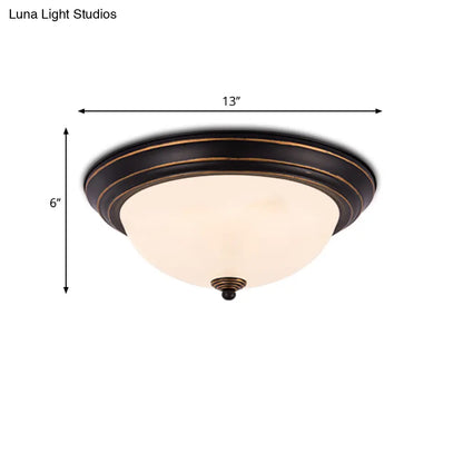 DecorBites™ DecorBites™ Milky Glass LED Flush Mount Ceiling Light Black for Study, 13"/15" W