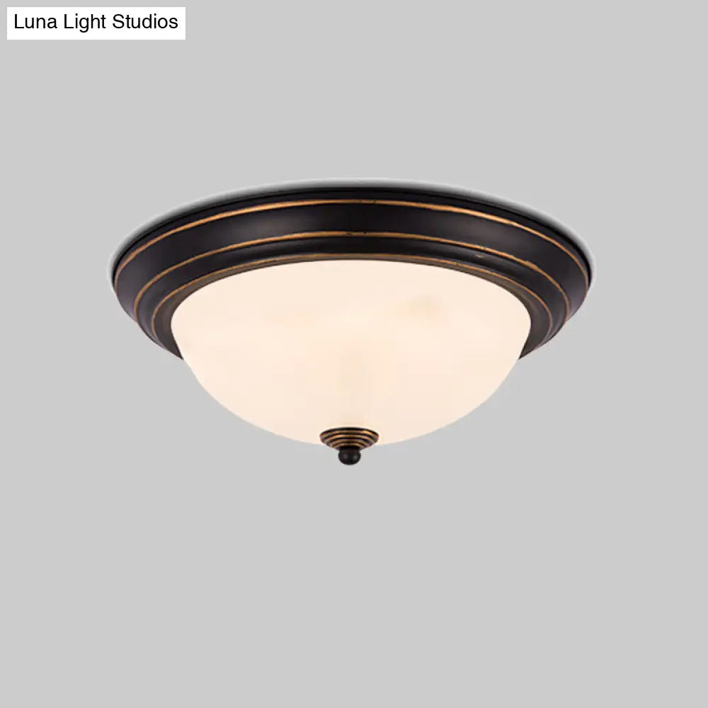 DecorBites™ DecorBites™ Milky Glass LED Flush Mount Ceiling Light Black for Study, 13"/15" W