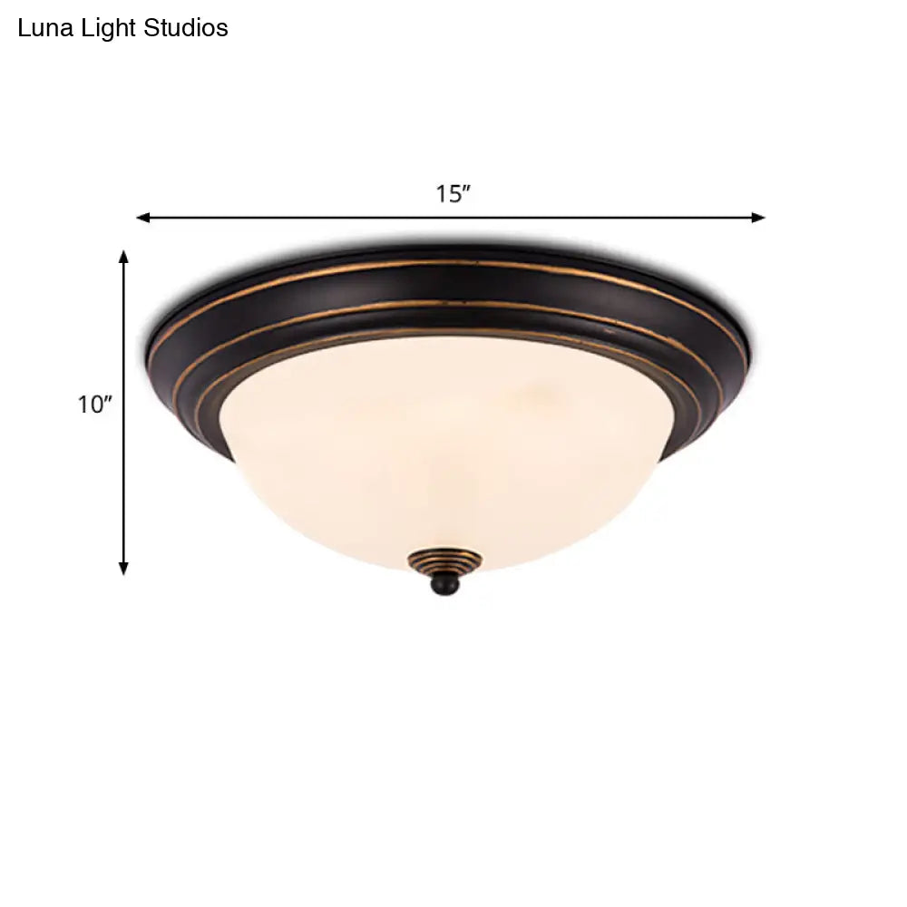 DecorBites™ DecorBites™ Milky Glass LED Flush Mount Ceiling Light Black for Study, 13"/15" W