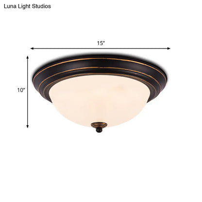 DecorBites™ DecorBites™ Milky Glass LED Flush Mount Ceiling Light Black for Study, 13"/15" W