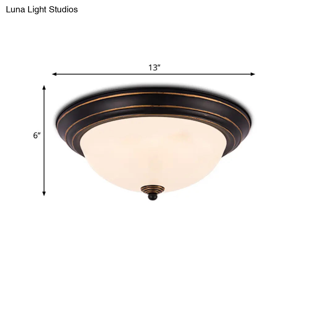 DecorBites™ DecorBites™ Milky Glass LED Flush Mount Ceiling Light Black for Study, 13"/15" W