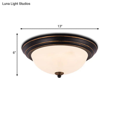 DecorBites™ DecorBites™ Milky Glass LED Flush Mount Ceiling Light Black for Study, 13"/15" W
