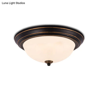 DecorBites™ DecorBites™ Milky Glass LED Flush Mount Ceiling Light Black for Study, 13"/15" W