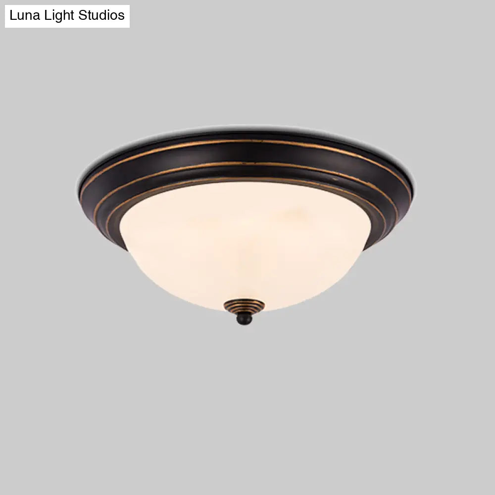 DecorBites™ DecorBites™ Milky Glass LED Flush Mount Ceiling Light Black for Study, 13"/15" W