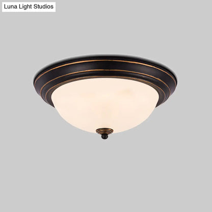 DecorBites™ DecorBites™ Milky Glass LED Flush Mount Ceiling Light Black for Study, 13"/15" W