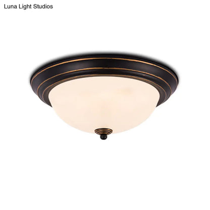 DecorBites™ DecorBites™ Milky Glass LED Flush Mount Ceiling Light Black for Study, 13"/15" W