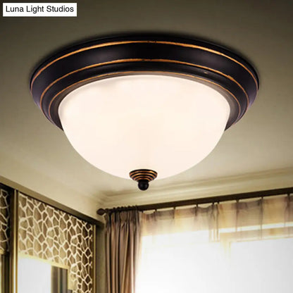 DecorBites™ DecorBites™ Milky Glass LED Flush Mount Ceiling Light Black for Study, 13"/15" W