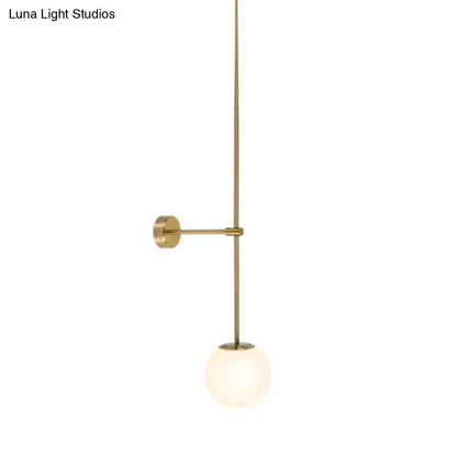 DecorBites™ DecorBites™ Milky Glass Orb Wall Light Fixture - Simple 1-Light Sconce with Pencil Arm - Corridor Wall Lamp