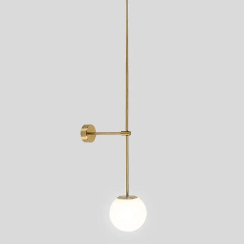 DecorBites™ DecorBites™ Milky Glass Orb Wall Light Fixture - Simple 1-Light Sconce with Pencil Arm - Corridor Wall Lamp