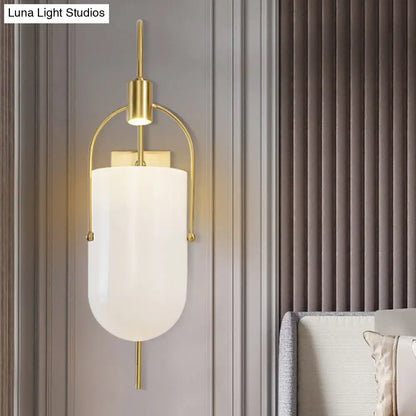 DecorBites™ DecorBites™ Milky Glass Pill Capsule Sconce: Modern Wall Mounted Lighting with Brass Finish