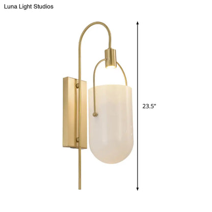 DecorBites™ DecorBites™ Milky Glass Pill Capsule Sconce: Modern Wall Mounted Lighting with Brass Finish