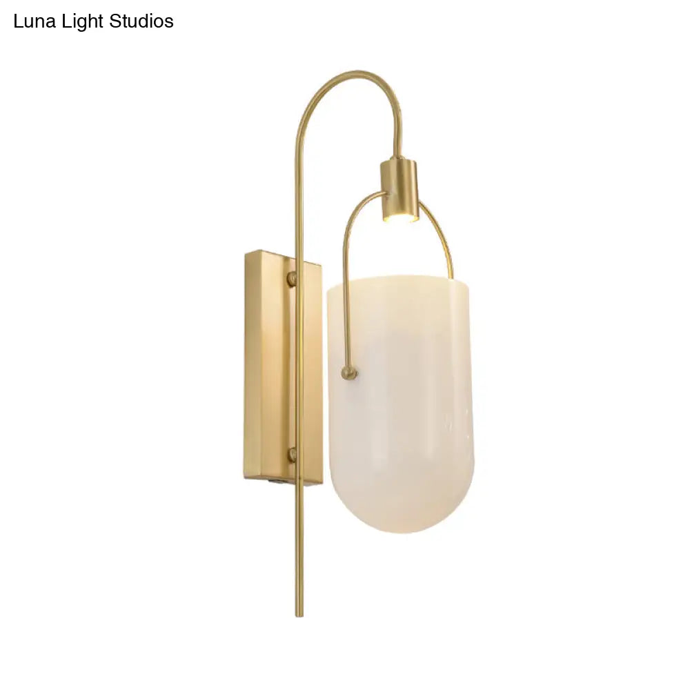 DecorBites™ DecorBites™ Milky Glass Pill Capsule Sconce: Modern Wall Mounted Lighting with Brass Finish