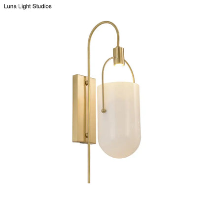 DecorBites™ DecorBites™ Milky Glass Pill Capsule Sconce: Modern Wall Mounted Lighting with Brass Finish