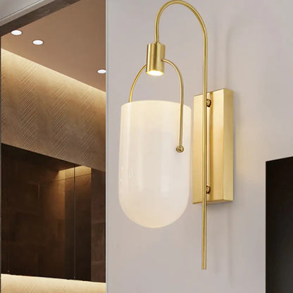 DecorBites™ DecorBites™ Milky Glass Pill Capsule Sconce: Modern Wall Mounted Lighting with Brass Finish