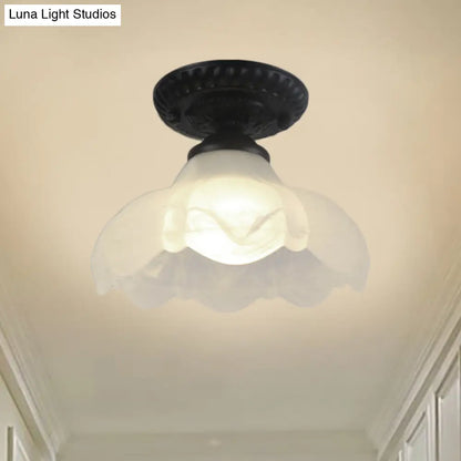 Milky Glass Semi Flush Industrial Light Fixture - Perfect for Living Room and Corridor