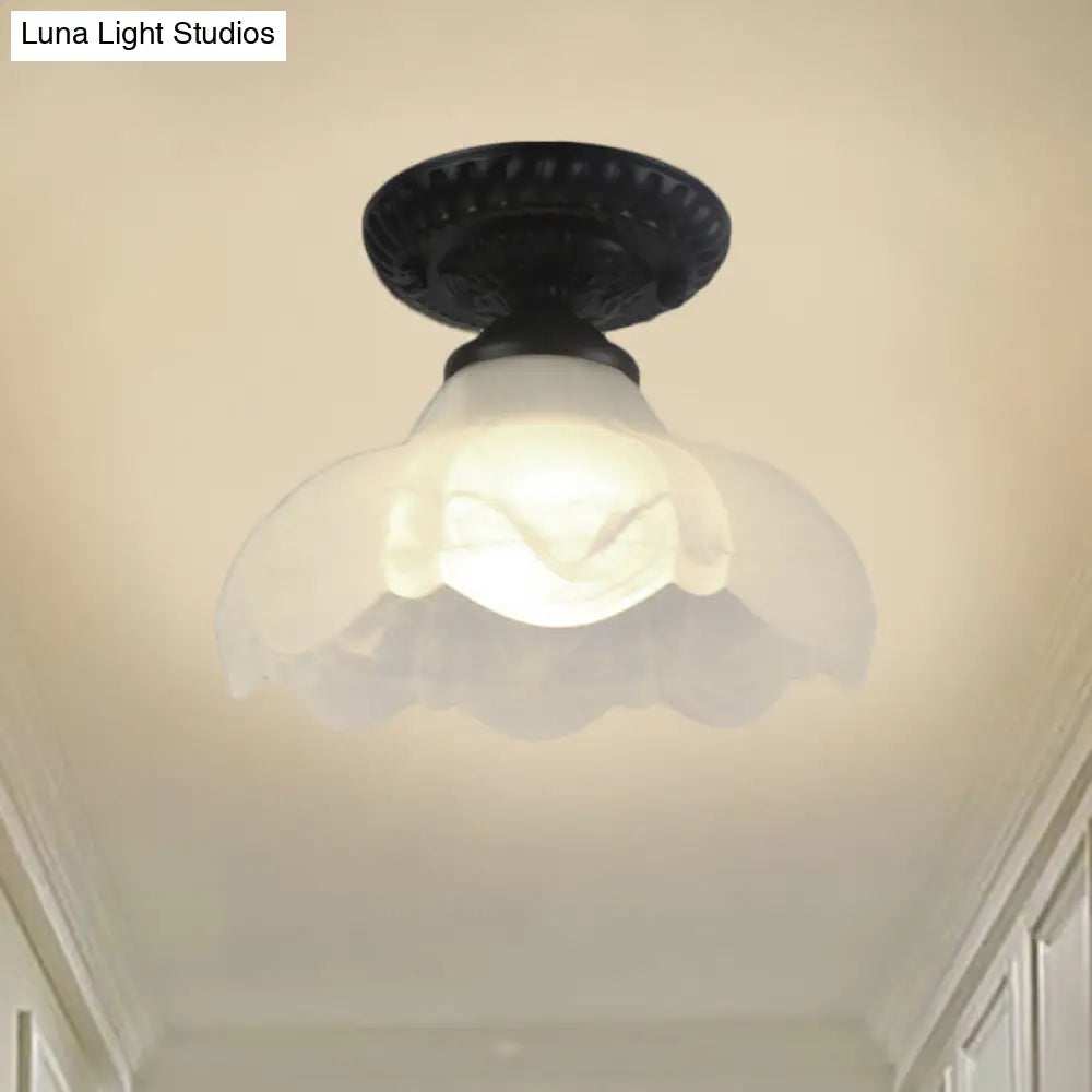 Milky Glass Semi Flush Industrial Light Fixture - Perfect for Living Room and Corridor