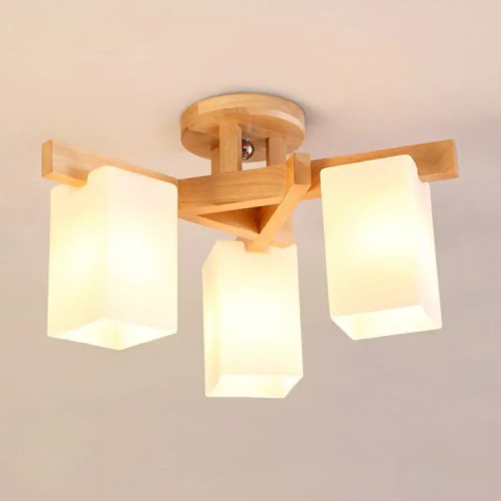 DecorBites™ DecorBites™ Milky White Glass Branch Ceiling Light - Modern Wood Finish, Flush Mount Design