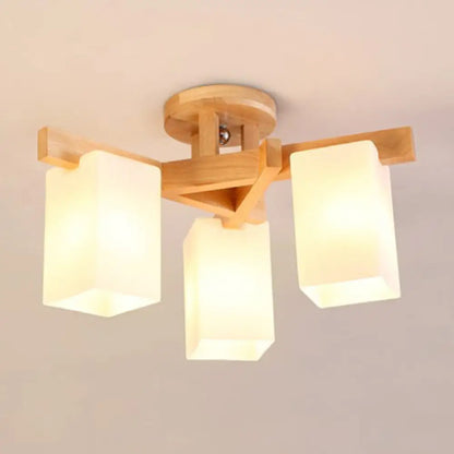 DecorBites™ DecorBites™ Milky White Glass Branch Ceiling Light - Modern Wood Finish, Flush Mount Design