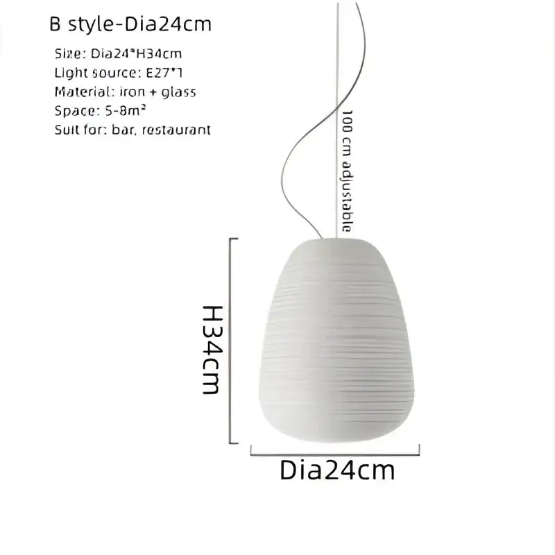 Milky white glass whorls cocoon pendant light with textured glass and iron fixture for dining room lighting