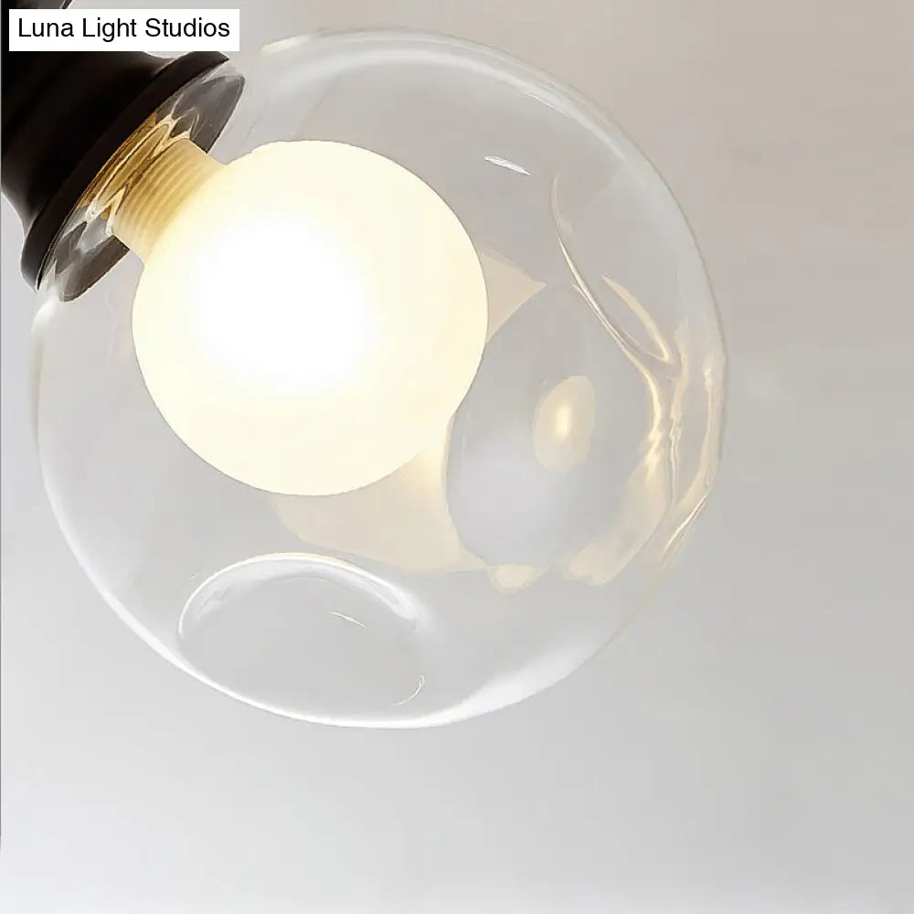 Mini Ball Black Ceiling Flush Mount Light with Dual Blown Glass for Simple and Elegant 1-Light Aisle Lighting