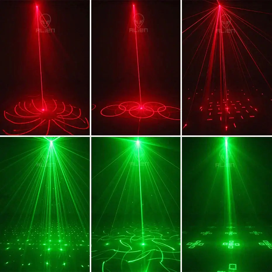 Mini black aurora laser light projector with red and green lasers for bedroom party lighting and ambiance