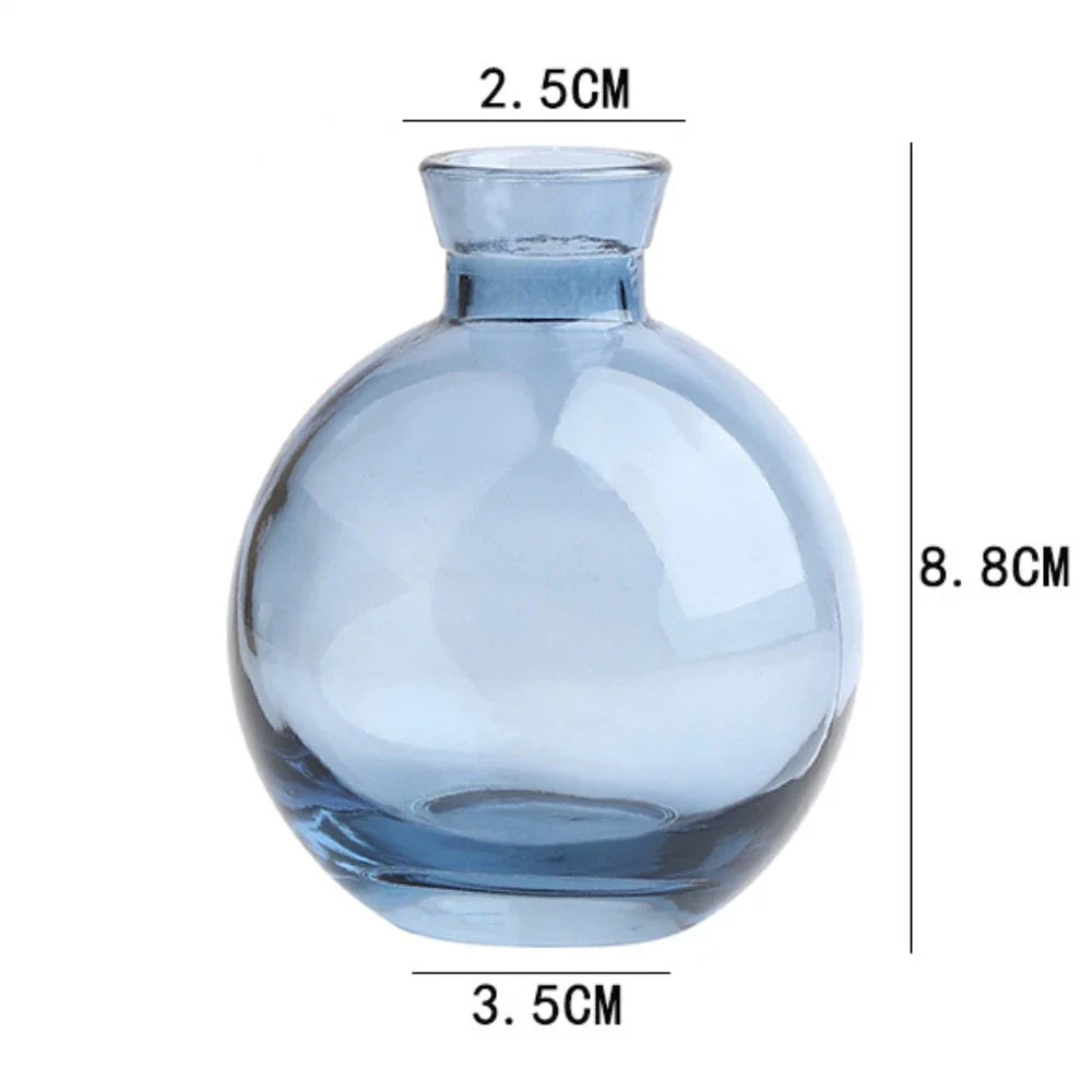 Mini Glass Flower Vase for Home Decor - blue-B - Vase