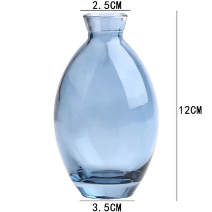 Mini Glass Flower Vase for Home Decor - blue-C - Vase