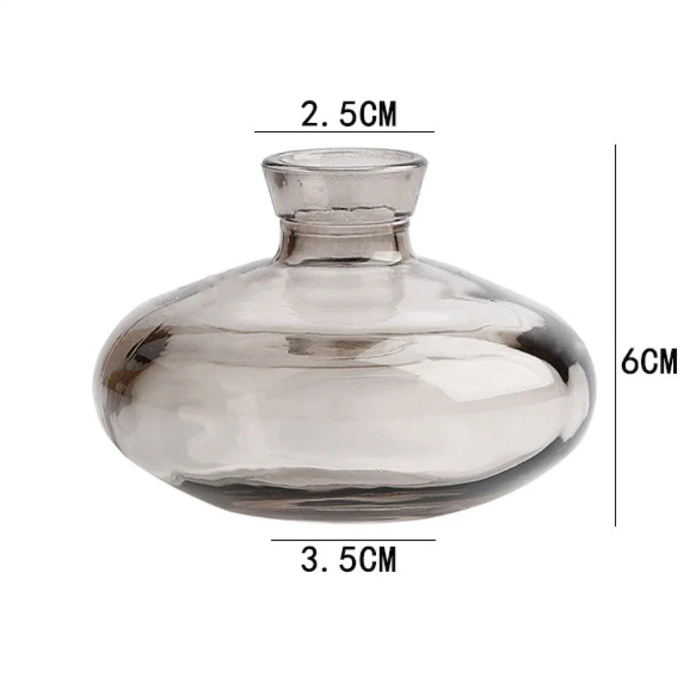 Mini Glass Flower Vase for Home Decor - grey-A - Vase
