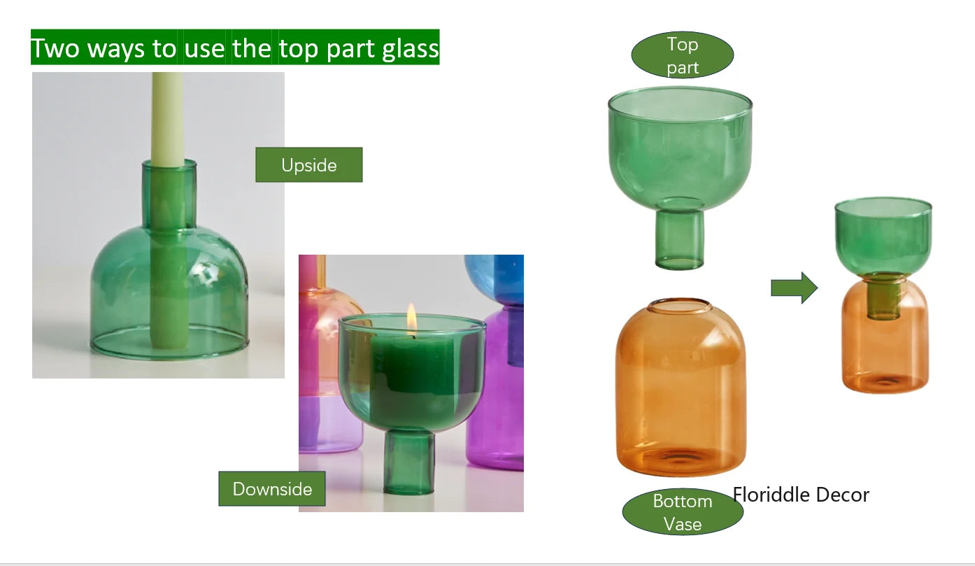 Mini Glass Vase Set for Plants and Candles - Vase