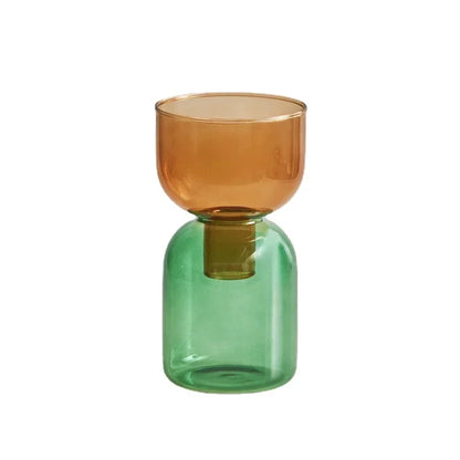 Mini Glass Vase Set for Plants and Candles - BrownGreen Set - Vase