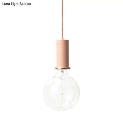 Mini Hanging Macaron Loft Metal Pendant Light - Single Light in Black/Blue/Pink/White - Perfect for Cafes