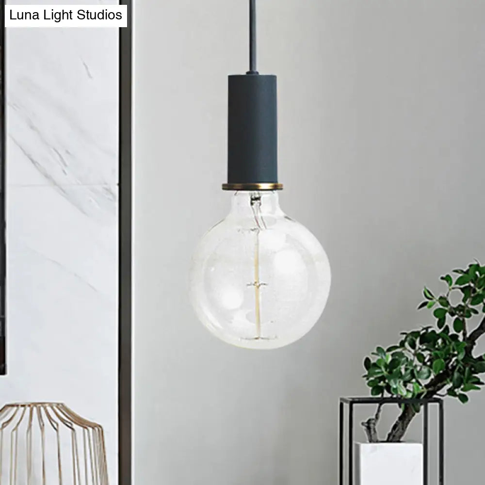 Mini Hanging Macaron Loft Metal Pendant Light - Single Light in Black/Blue/Pink/White - Perfect for Cafes