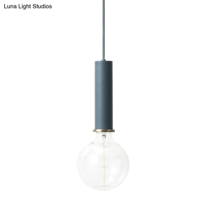 Mini Hanging Macaron Loft Metal Pendant Light - Single Light in Black/Blue/Pink/White - Perfect for Cafes