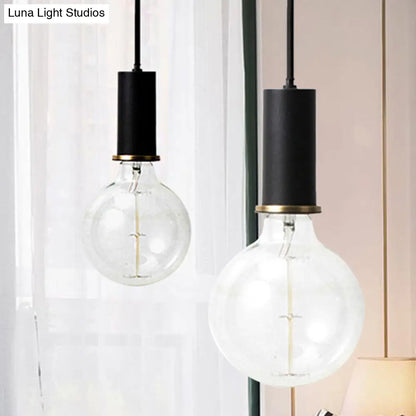 Mini Hanging Macaron Loft Metal Pendant Light - Single Light in Black/Blue/Pink/White - Perfect for Cafes