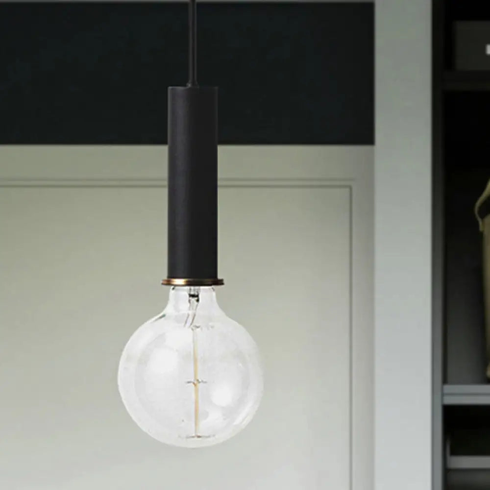 Mini Hanging Macaron Loft Metal Pendant Light - Single Light in Black/Blue/Pink/White - Perfect for Cafes