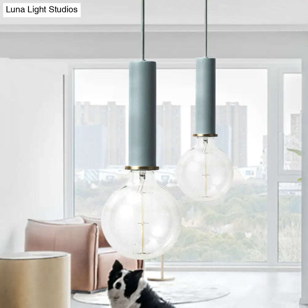 Mini Hanging Macaron Loft Metal Pendant Light - Single Light in Black/Blue/Pink/White - Perfect for Cafes