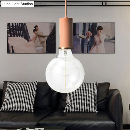 Mini Hanging Macaron Loft Metal Pendant Light - Single Light in Black/Blue/Pink/White - Perfect for Cafes