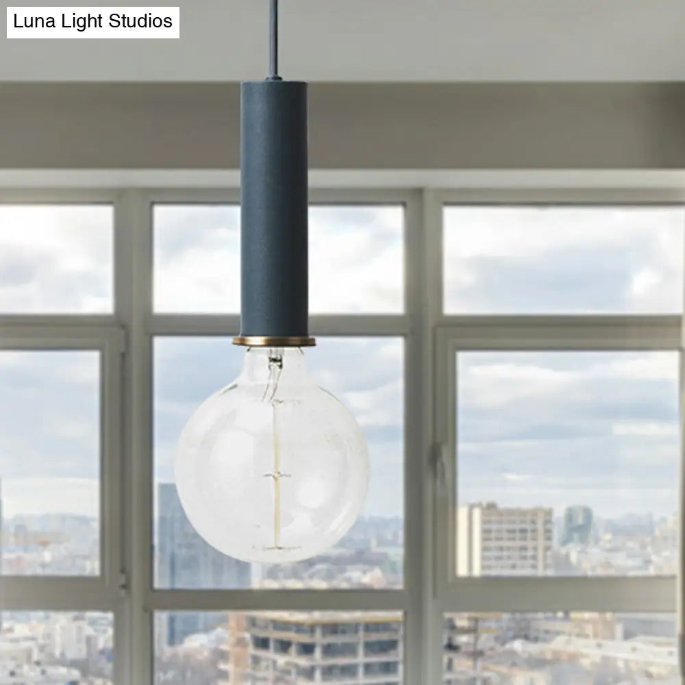 Mini Hanging Macaron Loft Metal Pendant Light - Single Light in Black/Blue/Pink/White - Perfect for Cafes