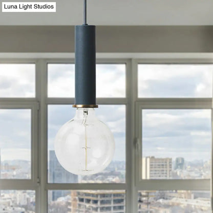 Mini Hanging Macaron Loft Metal Pendant Light - Single Light in Black/Blue/Pink/White - Perfect for Cafes