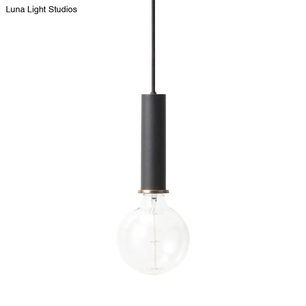 Mini Hanging Macaron Loft Metal Pendant Light - Single Light in Black/Blue/Pink/White - Perfect for Cafes