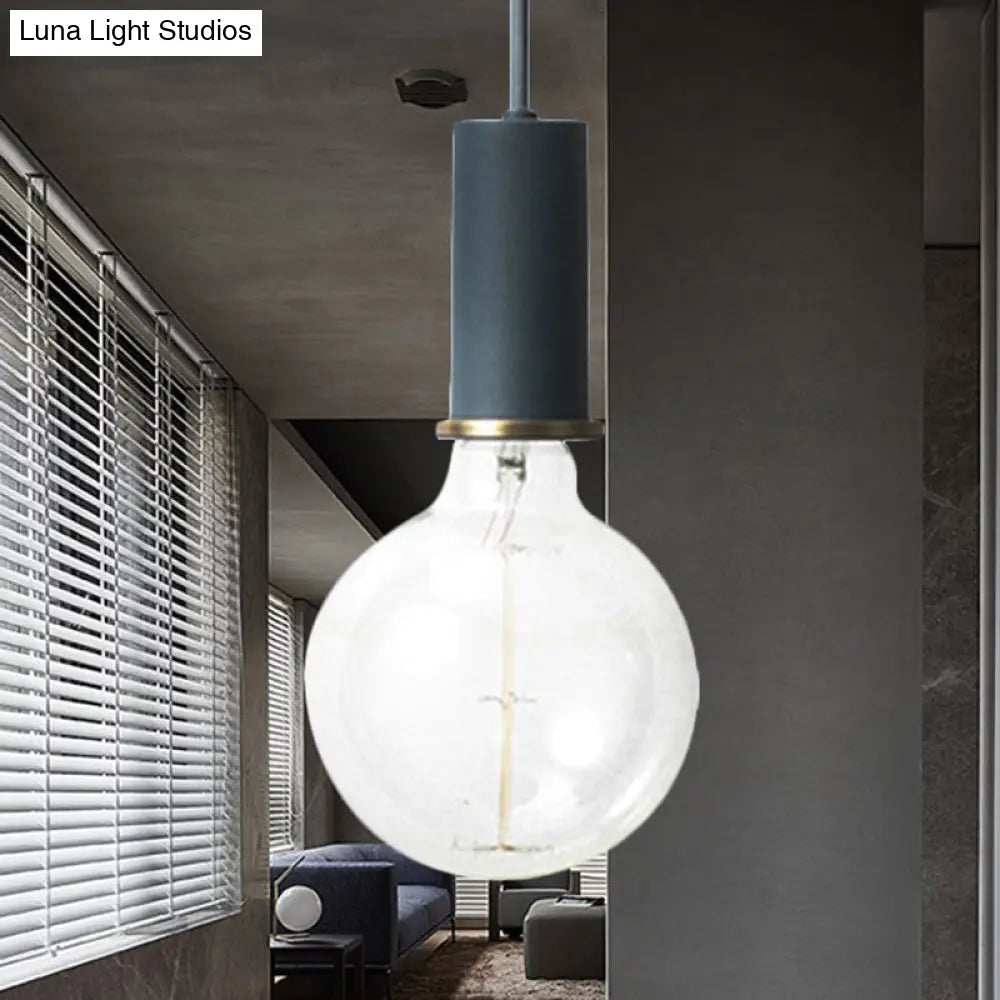 Mini Hanging Macaron Loft Metal Pendant Light - Single Light in Black/Blue/Pink/White - Perfect for Cafes