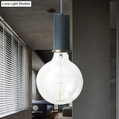 Mini Hanging Macaron Loft Metal Pendant Light - Single Light in Black/Blue/Pink/White - Perfect for Cafes