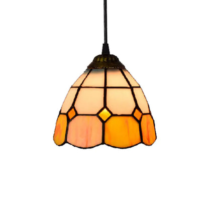 Mini Multicolored Stained Glass Dome Pendant Lamp - Tiffany Style