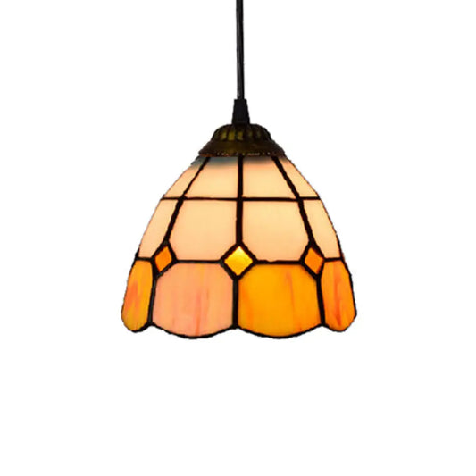 Mini Multicolored Stained Glass Dome Pendant Lamp - Tiffany Style