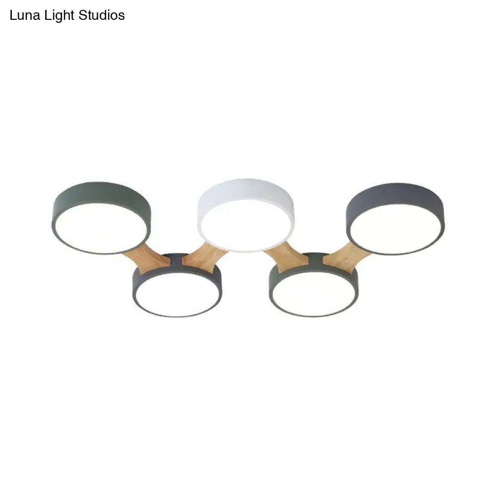 DecorBites™ DecorBites™ Minimal Acrylic LED Flush Mount Ceiling Light with Wood Arm