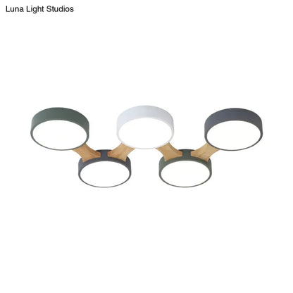 DecorBites™ DecorBites™ Minimal Acrylic LED Flush Mount Ceiling Light with Wood Arm