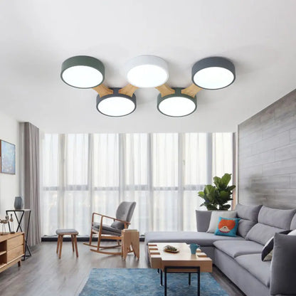 DecorBites™ DecorBites™ Minimal Acrylic LED Flush Mount Ceiling Light with Wood Arm