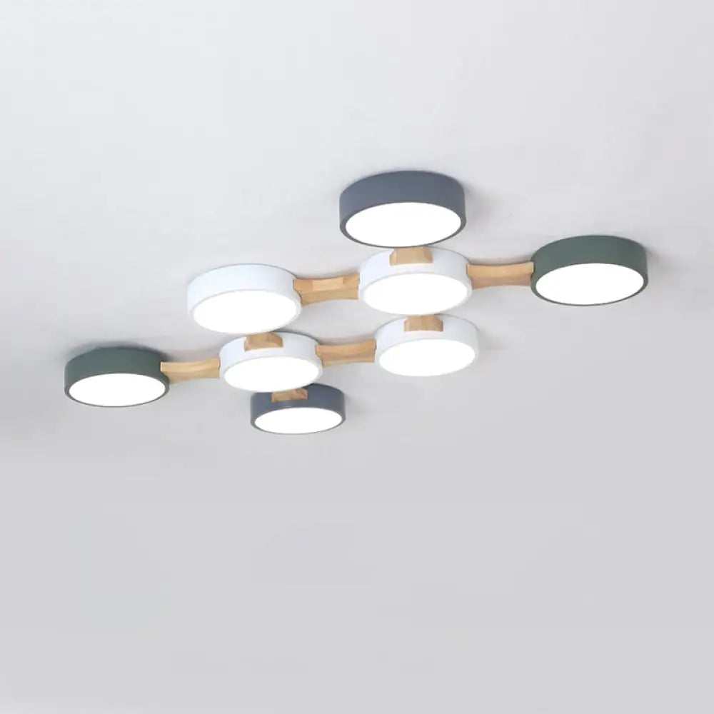 DecorBites™ DecorBites™ Minimal Acrylic LED Flush Mount Ceiling Light with Wood Arm